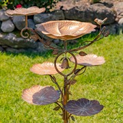 Zaer Ltd International 44.5" Tall Multi-Tier Blossom Shaped Iron Birdbath Garden Stake "Camellia" ZR235187 View 3