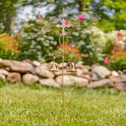 Zaer Ltd International Set of 3 Assorted Ornate Iron Cross Garden Stakes with Dangling Bells ZR235219-22-SET View 3
