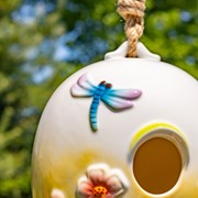 Zaer Ltd. International 19" Long Egg-Shaped Porcelain Birdhouse with Dragonflies "Merryweather" ZR240008 View 3