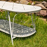 Zaer Ltd International 47.25"L. Embellished Oval Metal Garden Table with Shelf in White "Toulouse 1275" ZR194619-AW View 3