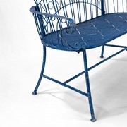Zaer Ltd International 47.25" Long Embellished Metal Garden Bench in Antique Blue "Toulouse 1275" ZR194620-BL View 3