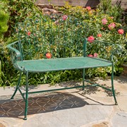 Zaer Ltd International 47.25" Long Embellished Metal Garden Bench in Antique Green "Toulouse 1275" ZR194620-GR View 3