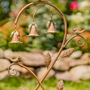 Zaer Ltd International 45" Tall Elegant Iron Birdhouse Stake with Dangling Angel Trumpet Bells ZR235217 View 3