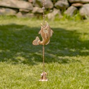 Zaer Ltd International 98.25" Long Antique Copper Iron Rain Chain with Jumping Fish ZR235229 View 3