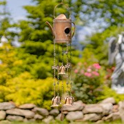 Zaer Ltd International Set of 6 Assorted Style Hanging Iron Teapot Birdhouse Wind Chimes "Darjeeling" ZR235255-SET View 3