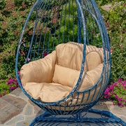 Zaer Ltd International 89" Tall One-Person Hanging Metal Egg Chair & Stand in Antique Blue "Elizabeth" ZR923470-BL View 3