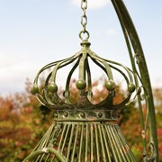 Zaer Ltd International 89" Tall One-Person Hanging Metal Egg Chair & Stand in Antique Green "Elizabeth" ZR923470-GR View 3