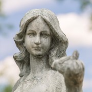 Zaer Ltd International 38" Tall Magnesium Girl Holding Bird and Bowl Garden Statue in Grey "Holly" ZR131740-GY View 3