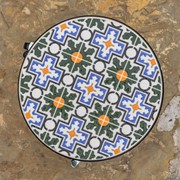 Zaer Ltd. International 11.8" Ceramic Mosaic Tile Plant Trolley "Madrid" - Black/Blue/Orange ZR850032 View 3