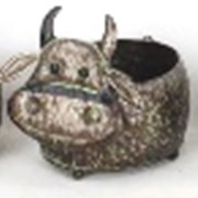 Zaer Ltd International Pre-Order: Set of 6 Assorted Animal Galvanized Flower Pots ZR162050-SET View 3