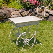 Zaer Ltd. International 32" Tall Metal Garden-Flower Cart with Handle & Wheels in White "London 1820" ZR230443-AW View 3