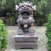 Zaer Ltd. International Pre-Order: Set of 2 Magnesium Foo Dog Statues in Antique Blue-Bronze "Gan & An" ZR617270-BBS View 3