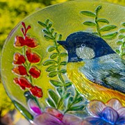 Zaer Ltd International 18" Glass Bowl Oriole Birdbath with Metal Stand "Baltimore" ZR180904 View 3
