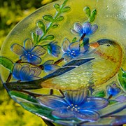 Zaer Ltd International 18" Glass Bowl Goldfinch Birdbath with Metal Stand "New Jersey" ZR180908 View 3