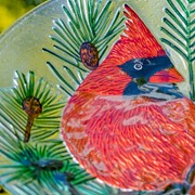 Zaer Ltd International 18" Glass Bowl Cardinal Birdbath with Metal Stand "Kentucky" ZR180909 View 3