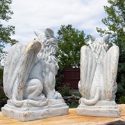 Zaer Ltd International Set of 2 Magnesium Griffin Statues in Antique Grey "Peter & Lois" ZR619280-GYS View 3