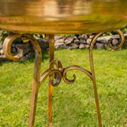 Zaer Ltd International 31.3" Tall Frosted Gold Birdbath-Feeder with Tri-Stand ZR240489-FG View 3