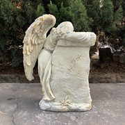 Zaer Ltd International Pre-Order: 34" Tall Mourning Angel Statue with Pedestal in Antique Grey ZR341534-GY View 3