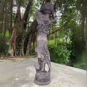 Zaer Ltd International Pre-Order: 71"T Lady Statue Carrying Flower Pot in Blue-Bronze (Right) "Keira" ZR267271-BB View 3