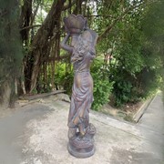 Zaer Ltd International Pre-Order: 71"T Lady Statue Carrying Flower Pot in Blue-Bronze (Left) "Dariia" ZR267371-BB View 3