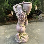 Zaer Ltd International Pre-Order: 41" Tall Lady Kneeling with Urn on Shoulder in Moss-Grey "Rachael" ZR267141-MG View 3