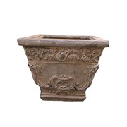 Zaer Ltd International Pre-Order: Set of 3 Assorted Magnesium Square Flower Pots in Antique Rust ZR301150-RS View 3