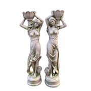 Zaer Ltd International Pre-Order: Set of 2 Assorted 71" Tall Lady Statues in Moss-Grey "Keira & Dariia" ZR267271-371-MG View 3