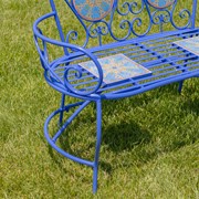 Zaer Ltd. International "Naples" Mosaic Tile Bench with Iron Frame - Teal & Gold ZR850817 View 3