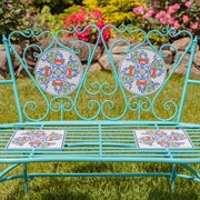 Zaer Ltd. International "Baton Rouge" Mosaic Tile Bench with Iron Frame - Blue, Green & Red ZR850917 View 3