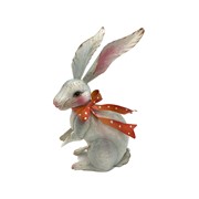 Zaer Ltd International Pre-Order: Set of 2 Assorted White Rabbit Metal Garden Figurines with Ribbons ZR342532-SET View 3