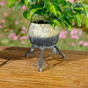 Zaer Ltd International Set of 2 Assorted Ceramic Globe Planters with Metal Tripod Stands in Black ZR241909-GYS View 3