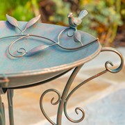 Zaer Ltd. International 23" Tall Iron Birdbath with Bird Detail & Porcelain Accent in Bronze "Rome 1945" ZR180891-BZ View 3