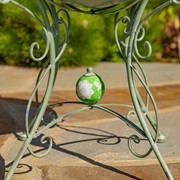 Zaer Ltd. International 23" Tall Iron Birdbath with Bird Details & Porcelain Accent in Green "Rome 1945" ZR180891-GR View 3
