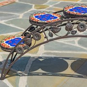 Zaer Ltd. International 5ft Long Santorini Bridge-Like Iron & Mosaic Plant Stand Bronze "Basilica" ZR250080-BZ View 3