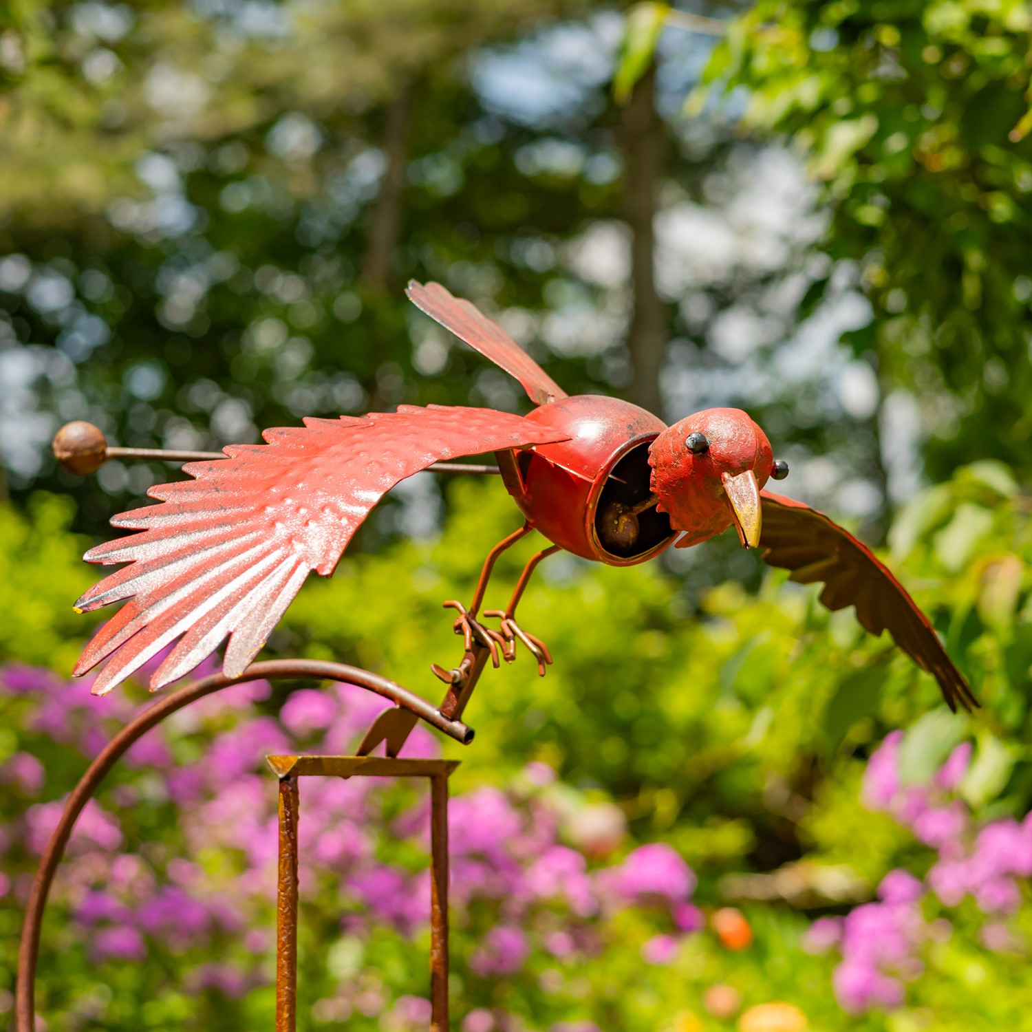 Set of 6 Assorted Colorful Metal Rocking Bird Garden Stakes