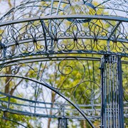 Zaer Ltd. International 13ft. Tall Round Iron Garden Gazebo in Antique Blue "Bella Rosa" ZR633730-BL View 4