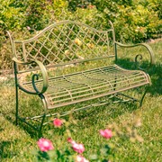 Zaer Ltd. International "Stephania" Victorian-Style Iron Garden Bench in Antique Green ZR090517-GR View 4