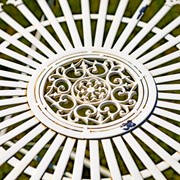 Zaer Ltd. International "Stephania" Victorian-Style Folding Iron Garden Table in Antique White ZR090519-AW View 4