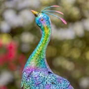 Zaer Ltd. International Set of Two 35" Tall Standing Colorful Iron Peacocks ZR140220-SET View 4