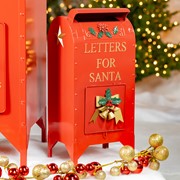 Zaer Ltd International Pre-Order: Set of 3 Glossy Red Christmas Mailboxes with Gold Details ZR140302-SET View 4