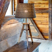 Zaer Ltd International Rattan Style Table Lamp with Wooden Tripod and Bamboo Shade ZR100007 View 4