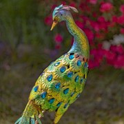 Zaer Ltd. International Set of 2 41" Tall Blue & Green Colorful Metal Peacocks with Acrylic Accents ZR140655-SET View 4