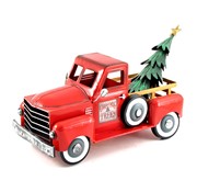 Zaer Ltd. International Small Red Iron Pickup Truck with Christmas Tree ZR150818-RD View 4