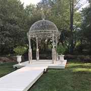 Zaer Ltd International "Valiko" 14ft. Tall Round Iron Garden Gazebo in Antique White ZR131407-AW View 4