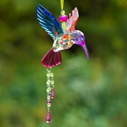 Zaer Ltd. International Pre-Order: Five Tone Acrylic Hummingbird Ornaments w/Tassels in 6 Asst. Colors ZR520516-SET View 4