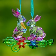 Zaer Ltd. International Two Rabbits Hanging Acrylic Ornaments in 6 Assorted Colors ZR501615 View 4