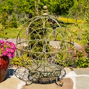 Zaer Ltd International Set of 2 Iron Globe Plant Stands in Frosted Green "Paris 1968" ZR151119-GR View 4