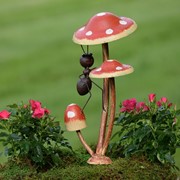 Zaer Ltd International Pre-Order: Set/6 Assorted Funny Ants on Iron Mushroom Garden Stakes "Funny Ants" ZR652404-SET View 4
