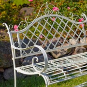 Zaer Ltd International "Stephania" Victorian-Style Iron Garden Bench in Antique White ZR090517-AW View 4
