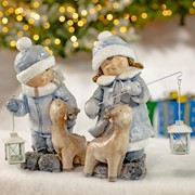 Zaer Ltd. International Set of 2 Tushka Figurines Holding Lanterns with Baby Deer ZR960376 View 4